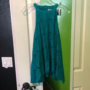 Turquoise halter lace top